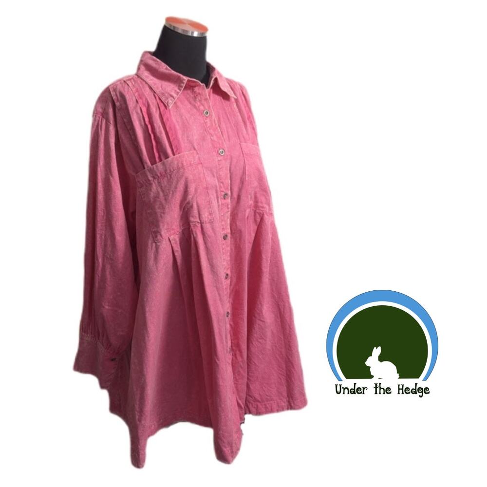 Vtg Carole Christian Hot Pink Acid Wash Oversized Tunic | Medium | Artsy Indie